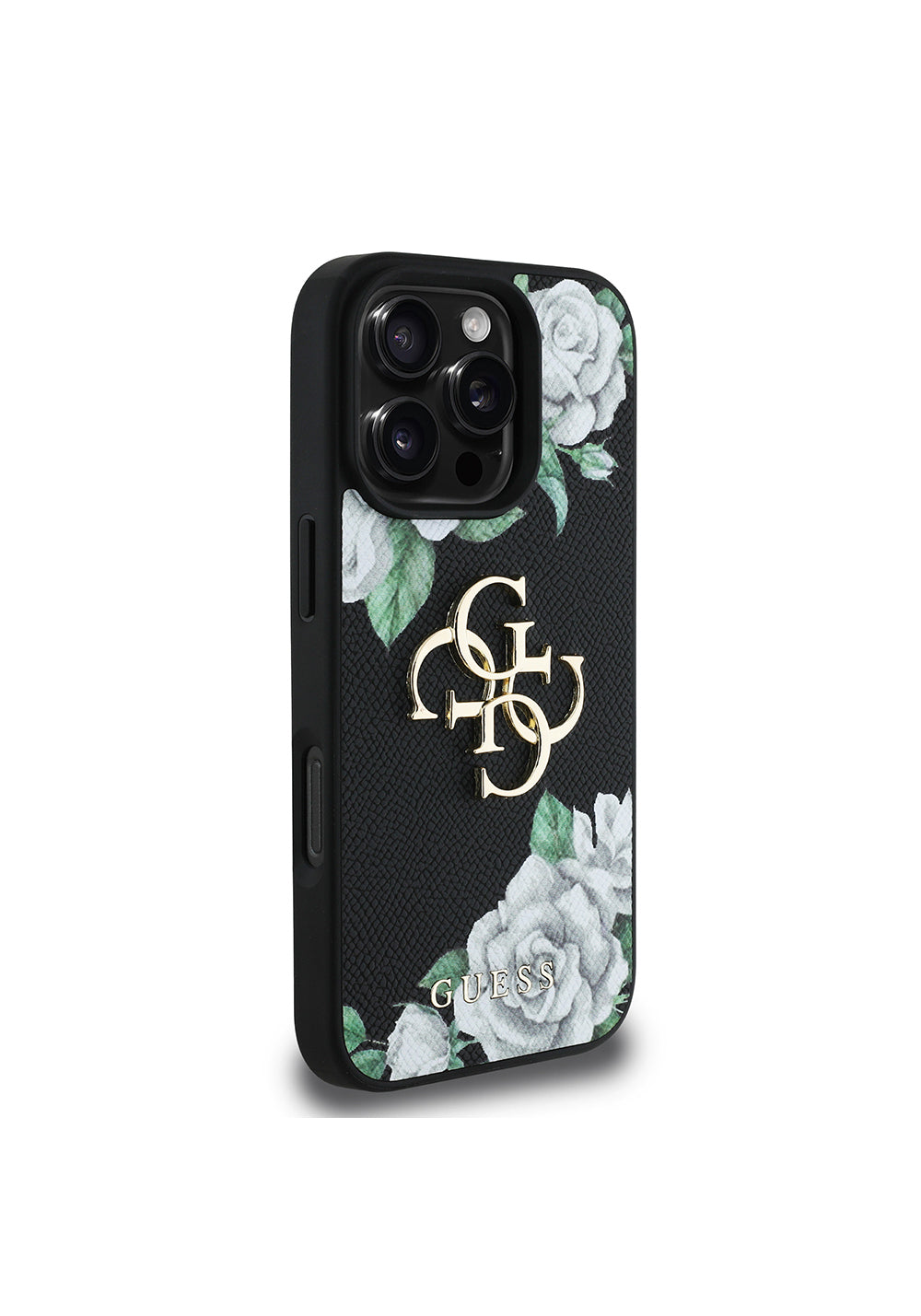 Apple iPhone 16 Pro Max Kılıf Guess Orijinal Lisanslı Gül Baskılı Büyük Metal Logo Dizaynlı Kapak