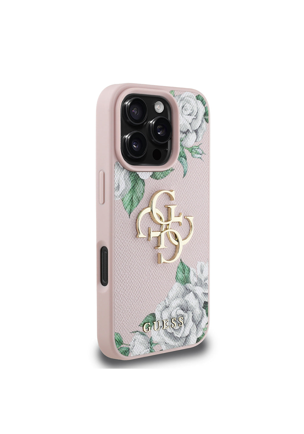 Apple iPhone 16 Pro Max Kılıf Guess Orijinal Lisanslı Gül Baskılı Büyük Metal Logo Dizaynlı Kapak