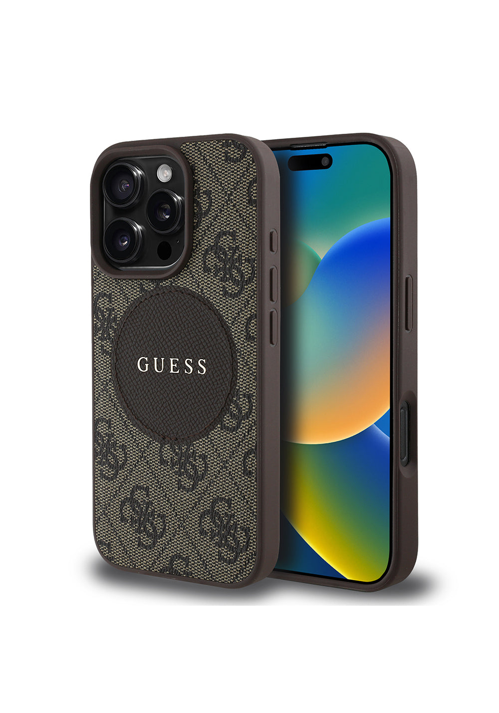 Apple iPhone 16 Pro Kılıf Guess Orijinal Lisanslı Manyetik Şarj Uyumlu Yazı Logolu Circle Classic Kapak