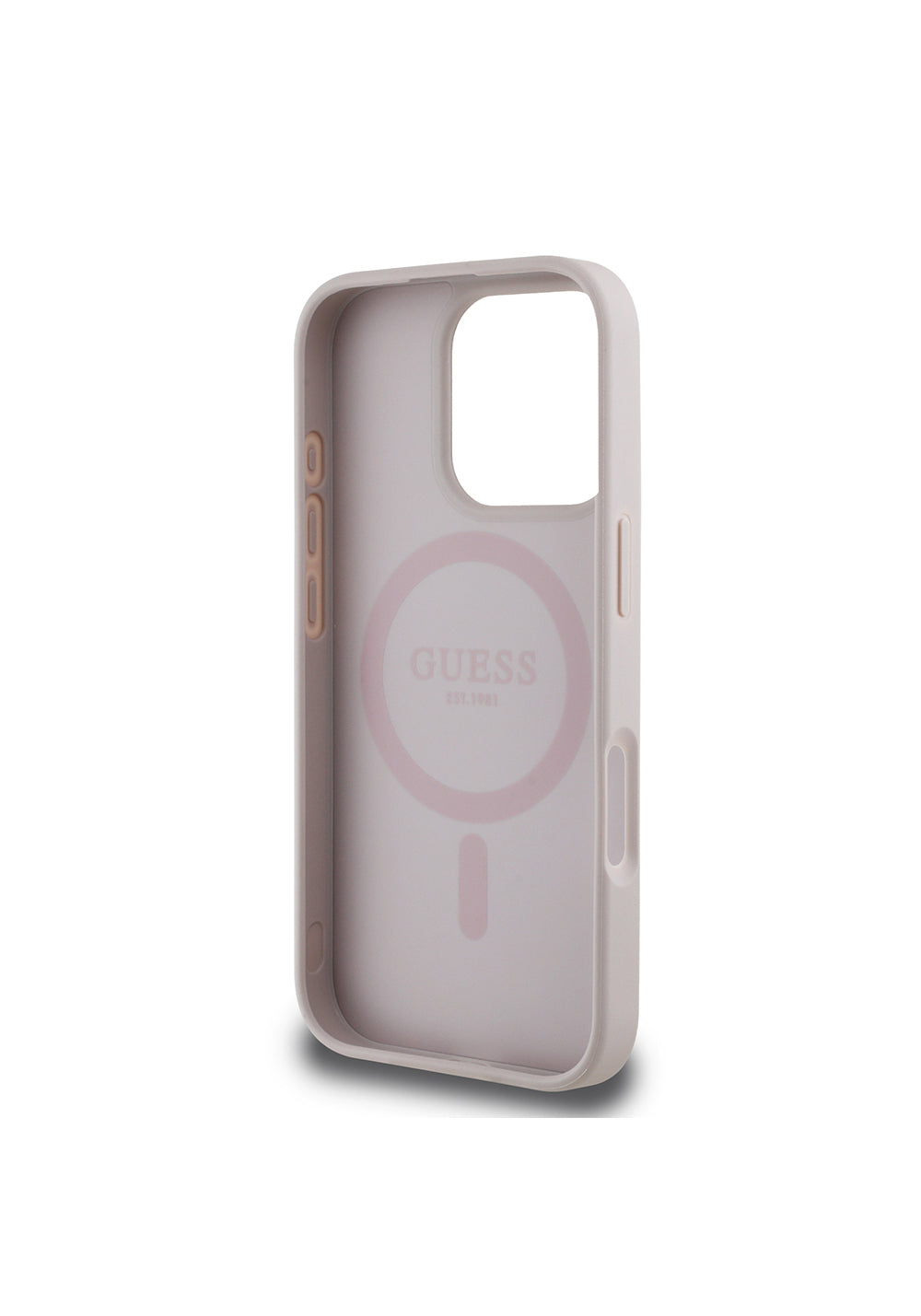 Apple iPhone 16 Pro Kılıf Guess Orijinal Lisanslı Manyetik Şarj Uyumlu Yazı Logolu Circle Classic Kapak