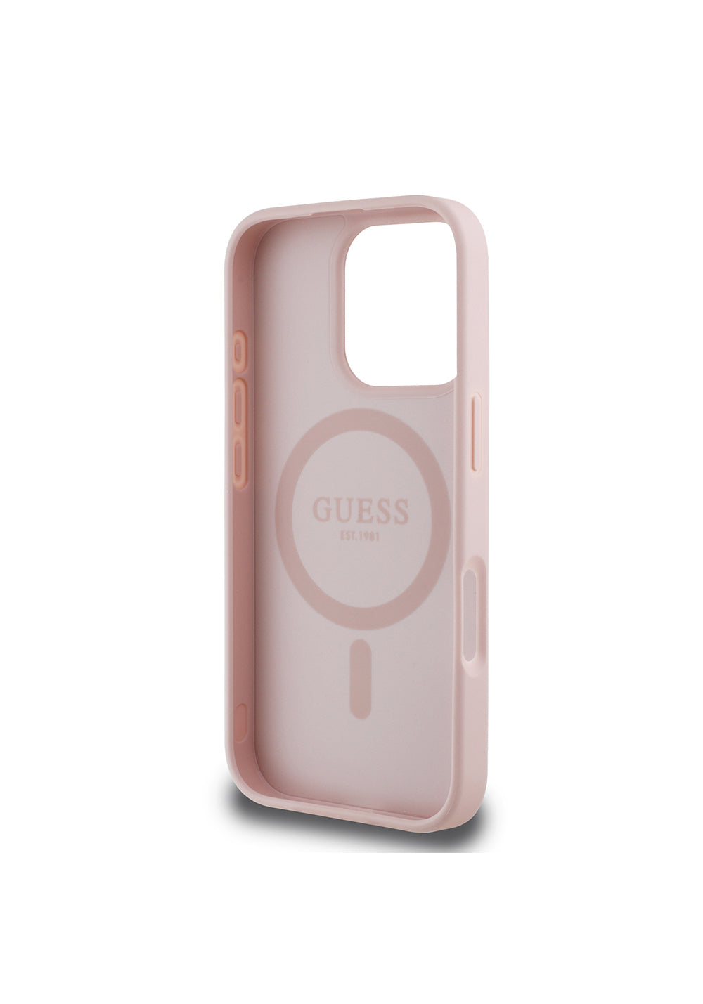 Apple iPhone 16 Pro Kılıf Guess Orijinal Lisanslı Manyetik Şarj Uyumlu Taneli Çiçek Tasarımlı Metal Yazı Logolu Kapak