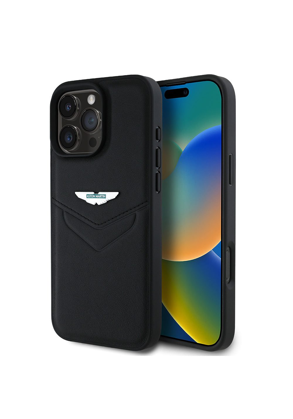 Apple iPhone 16 Pro Kılıf Aston Martin Orijinal Lisanslı Victory Dizayn PU Deri Metal Logolu Kapak