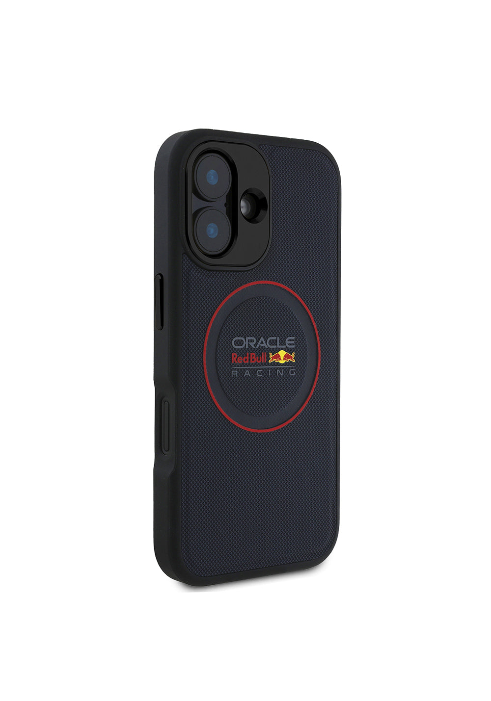 Apple iPhone 16 Plus Kılıf Redbull Orijinal Lisanslı Manyetik Şarj Uyumlu Kırmızı Halka ve Logo Kabartmalı PU Deri Kapak