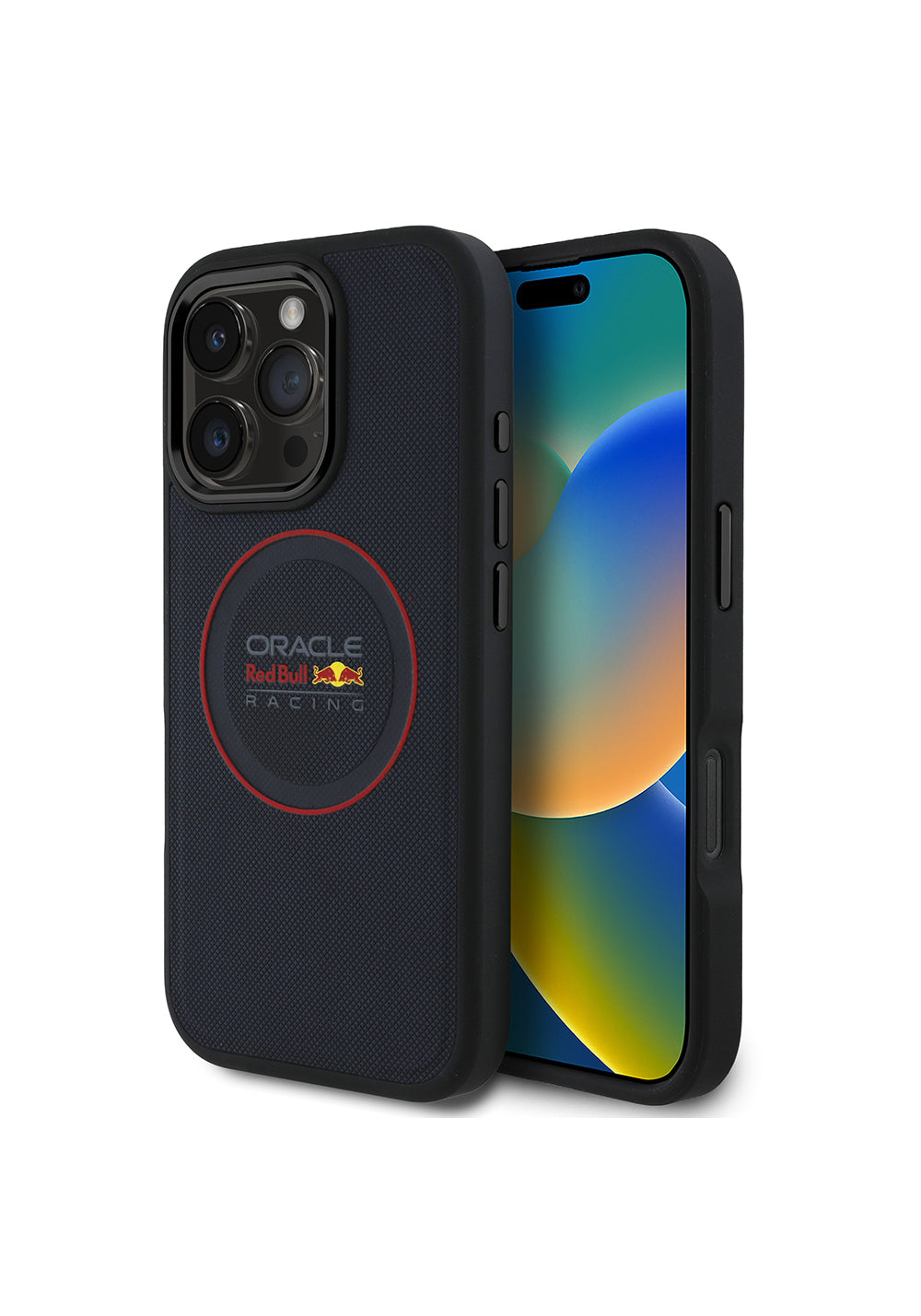 Apple iPhone 16 Pro Max Kılıf Redbull Orijinal Lisanslı Manyetik Şarj Uyumlu Kırmızı Halka ve Logo Kabartmalı PU Deri Kapak