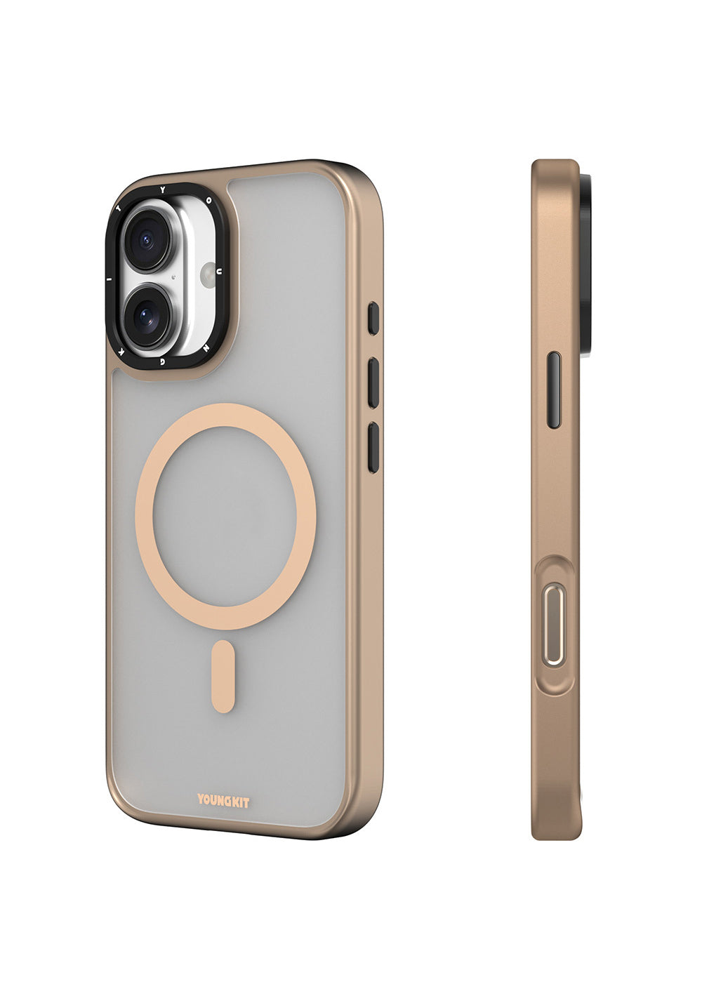 Apple iPhone 16 Kılıf Manyetik Şarj Uyumlu Cam Arka Yüzey TPU Youngkit Gemstone Serisi Kapak