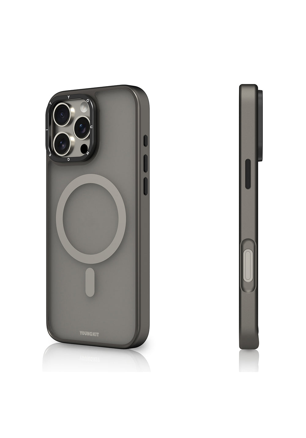 Apple iPhone 16 Pro Kılıf Manyetik Şarj Uyumlu Cam Arka Yüzey TPU Youngkit Gemstone Serisi Kapak