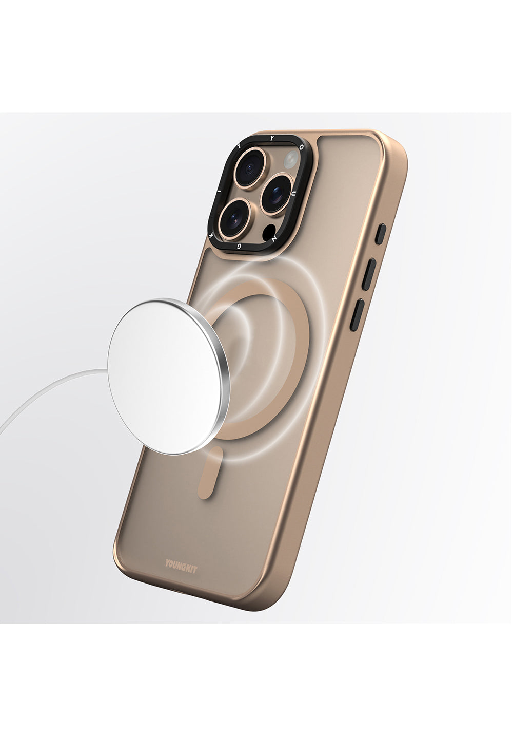 Apple iPhone 16 Pro Kılıf Manyetik Şarj Uyumlu Cam Arka Yüzey TPU Youngkit Gemstone Serisi Kapak