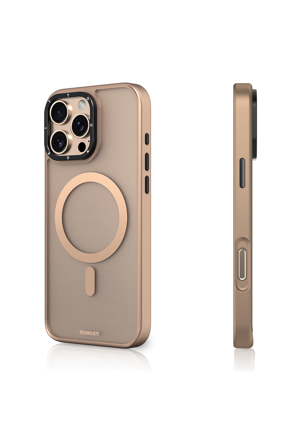 Apple iPhone 16 Pro Max Kılıf Manyetik Şarj Uyumlu Cam Arka Yüzey TPU Youngkit Gemstone Serisi Kapak