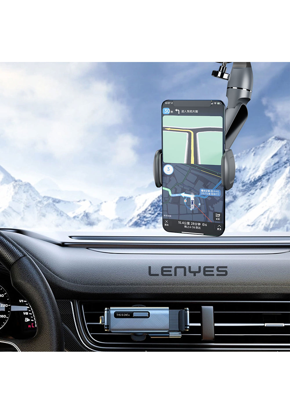 Lenyes CR146 360 Dönebilen Oynar Başlıklı Dikiz Ayna Araç Telefon Tutucu