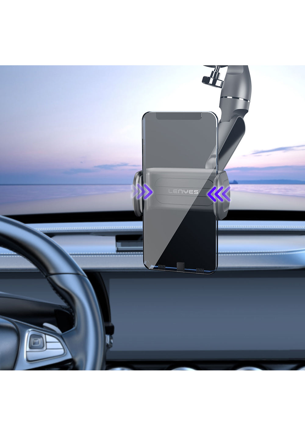 Lenyes CR146 360 Dönebilen Oynar Başlıklı Dikiz Ayna Araç Telefon Tutucu