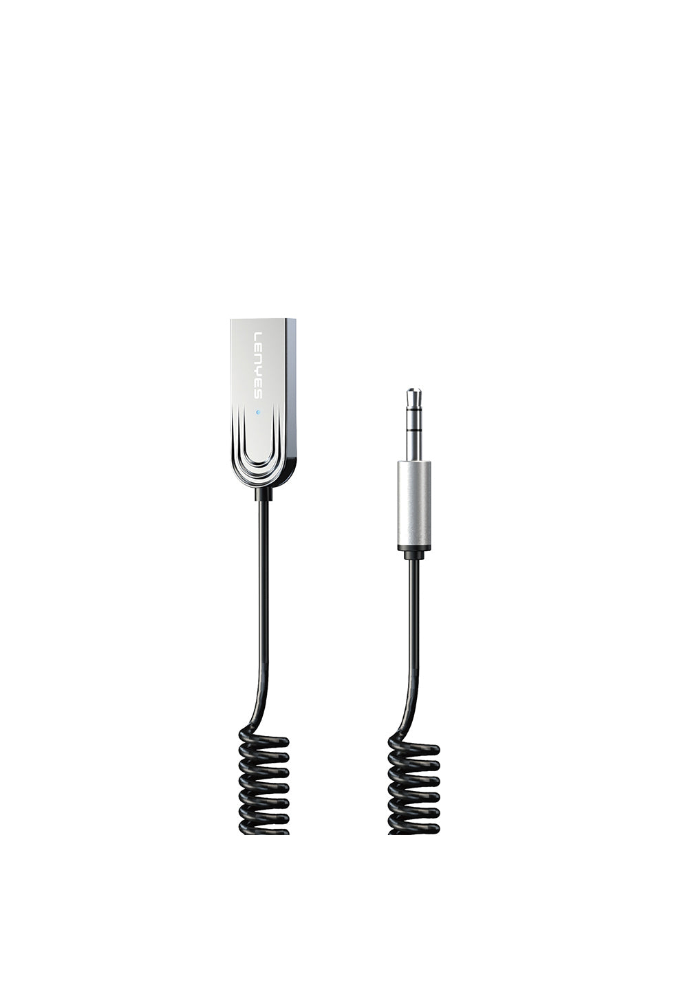 Lenyes LR208 Spiral Kablo Tasarımlı Dahili Mikrofonlu Kablosuz Ses Alıcı AUX Bluetooth v5.3 Adaptör