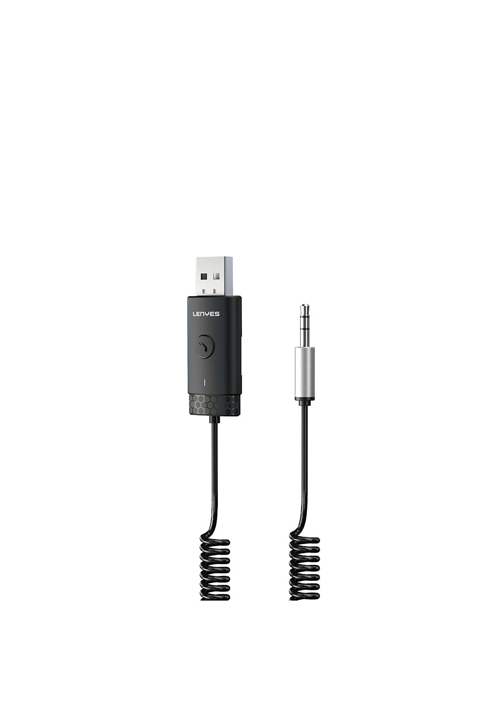 Lenyes LR209 Spiral Kablo Tasarımlı Dahili Mikrofonlu Kablosuz Ses Alıcı AUX Bluetooth v5.3 Adaptör