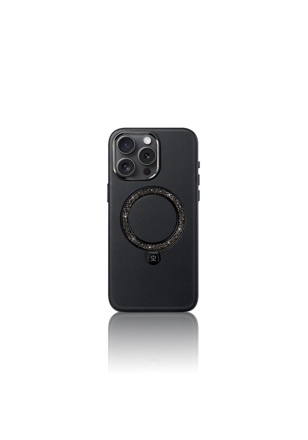 Apple iPhone 16 Pro Max Kılıf Manyetik Şarj Uyumlu Standlı Suni Deri Tasarımlı Pynana Dancing Circle Serisi Kapak