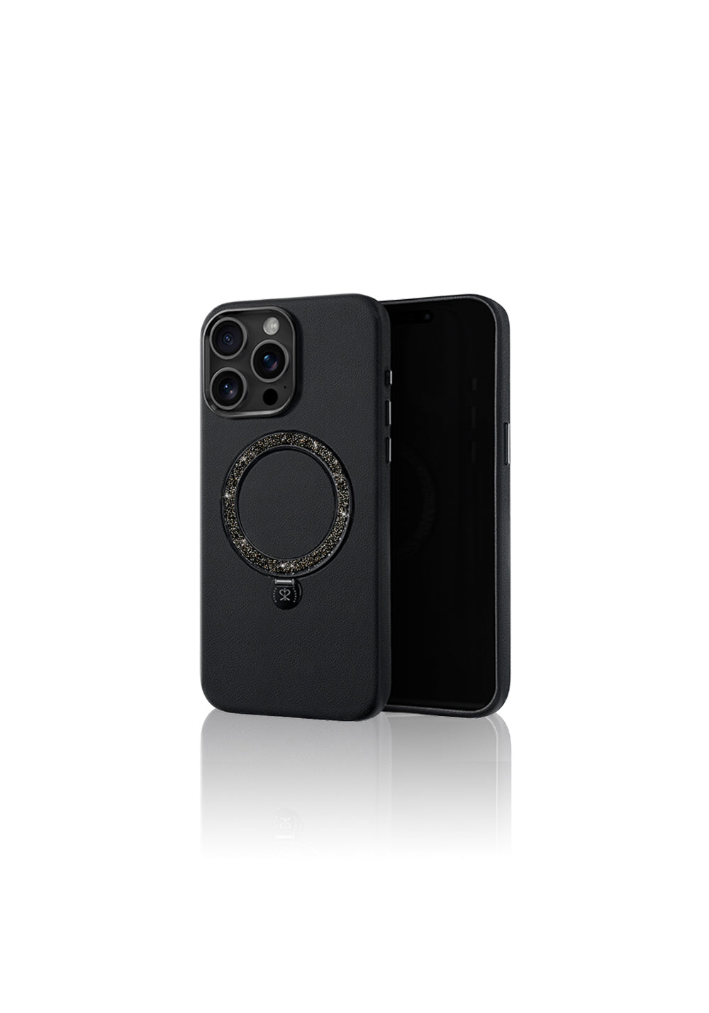 Apple iPhone 16 Pro Max Kılıf Manyetik Şarj Uyumlu Standlı Suni Deri Tasarımlı Pynana Dancing Circle Serisi Kapak
