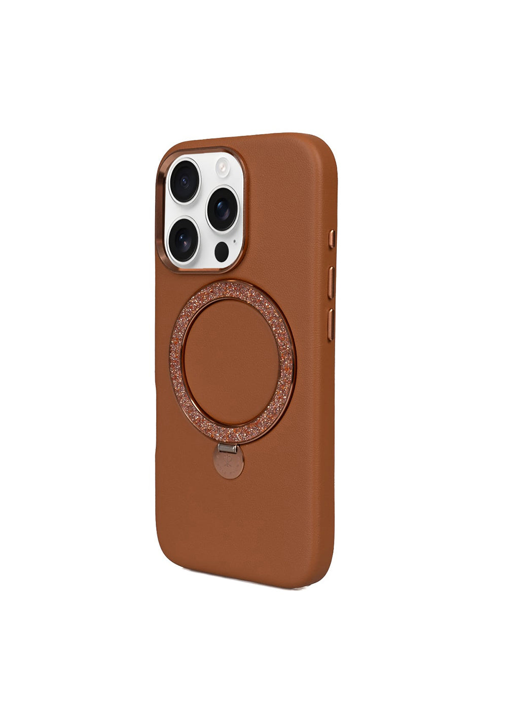 Apple iPhone 16 Pro Max Kılıf Manyetik Şarj Uyumlu Standlı Suni Deri Tasarımlı Pynana Dancing Circle Serisi Kapak