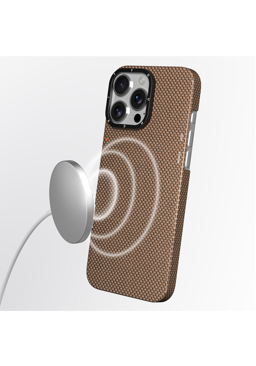 Apple iPhone 16 Pro Max Kılıf Manyetik Şarj Uyumlu Aramid Fiber Youngkit 1500D Extreme Wing Titanyum-Gold Serisi Kapak