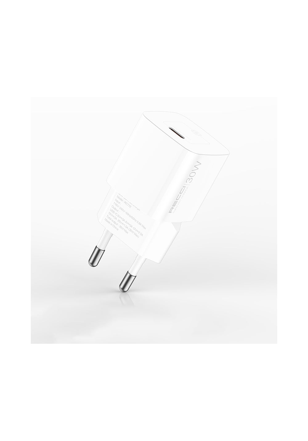Recci RC77E GaN Teknolojili Hızlı Şarj Başlığı Type-C to Type-C PD 30W Kablolu Şarj Seti