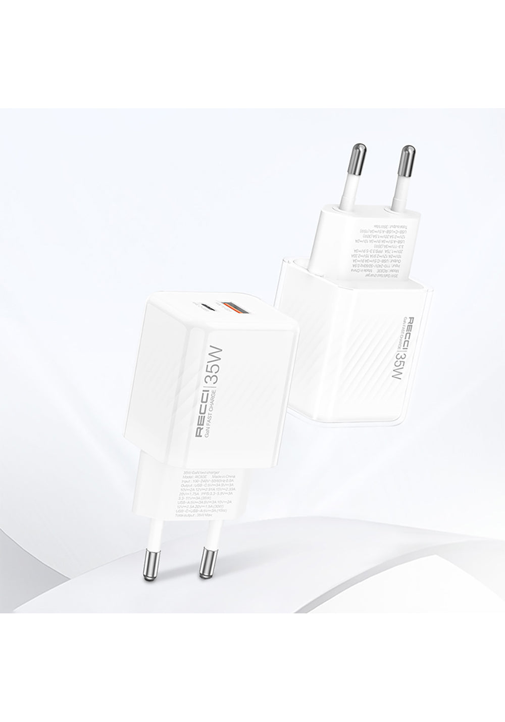 Recci RC83E Type-C PD & USB-A GaN Teknolojili QC3.0 Hızlı Şarj Başlığı 35W