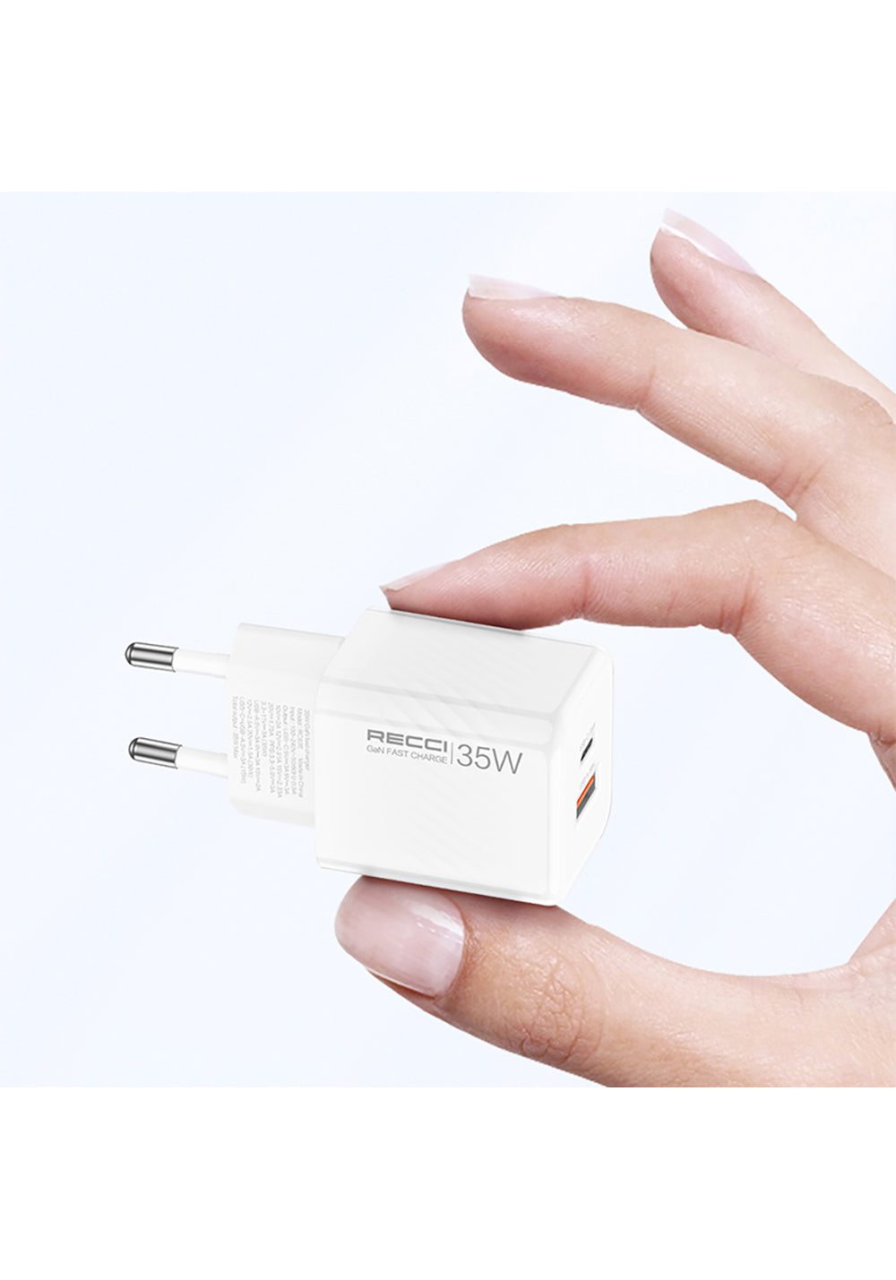 Recci RC83E Type-C PD & USB-A GaN Teknolojili QC3.0 Hızlı Şarj Başlığı 35W
