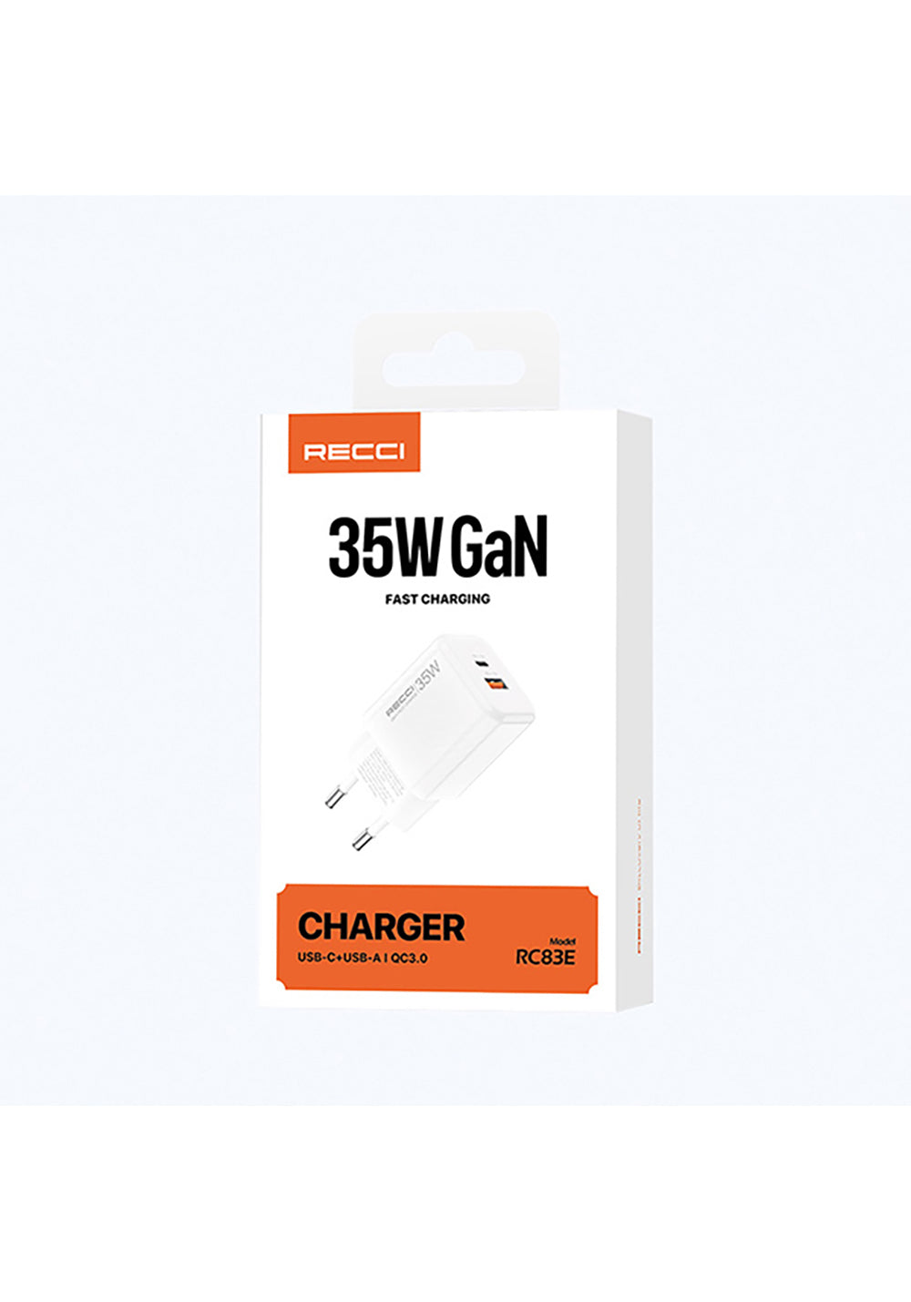Recci RC83E Type-C PD & USB-A GaN Teknolojili QC3.0 Hızlı Şarj Başlığı 35W