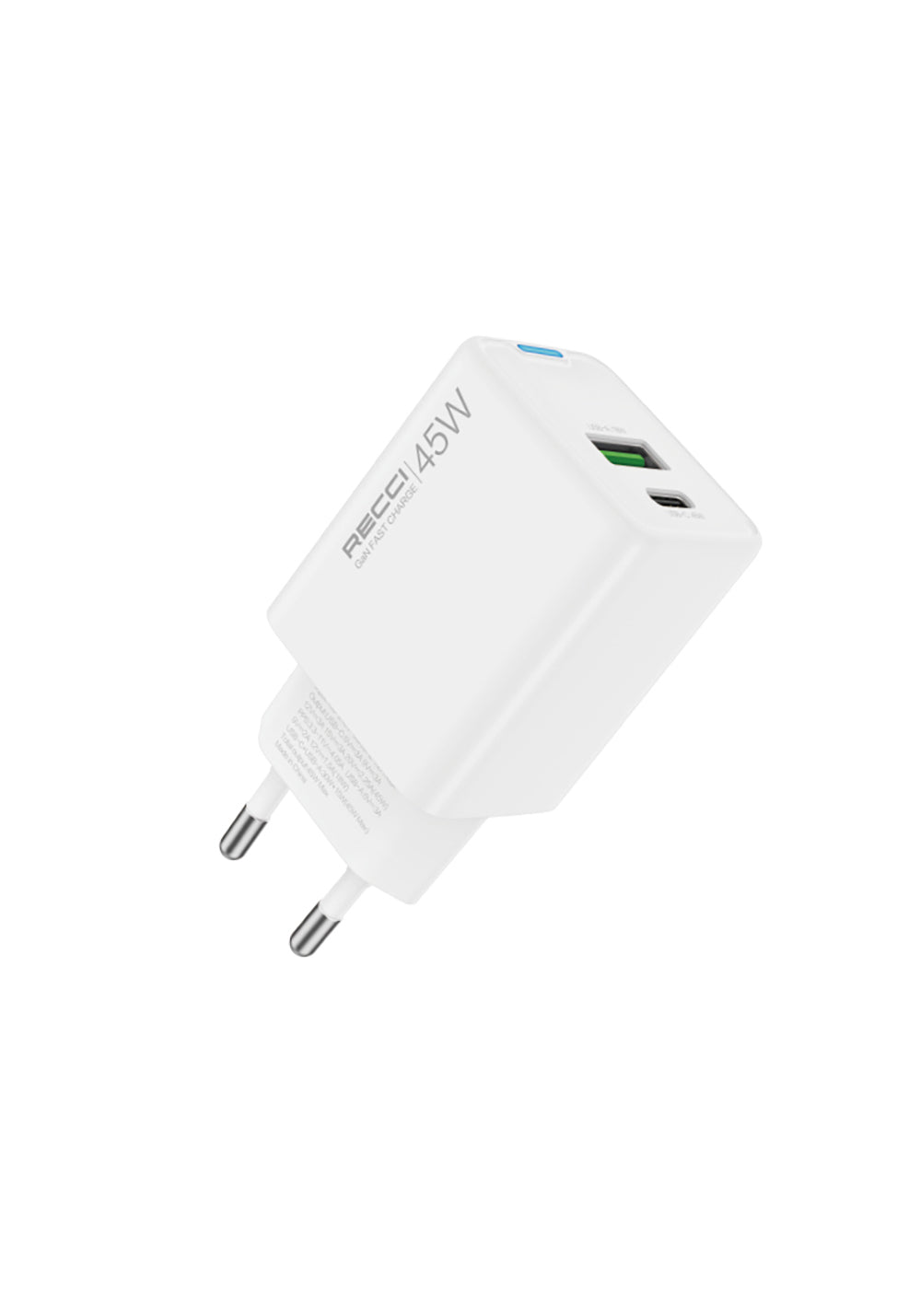 Recci RC108E GaN Teknolojili Hızlı Şarj Başlığı Type-C to Type-C PD 45W Kablolu Şarj Seti