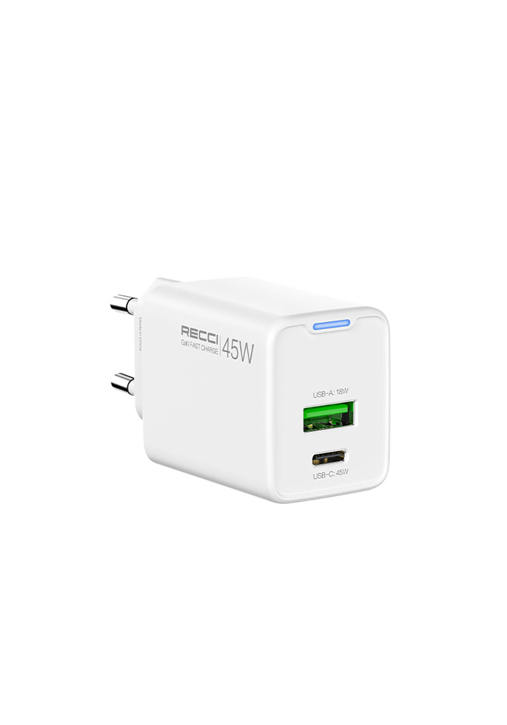 Recci RC108E GaN Teknolojili Hızlı Şarj Başlığı Type-C to Type-C PD 45W Kablolu Şarj Seti