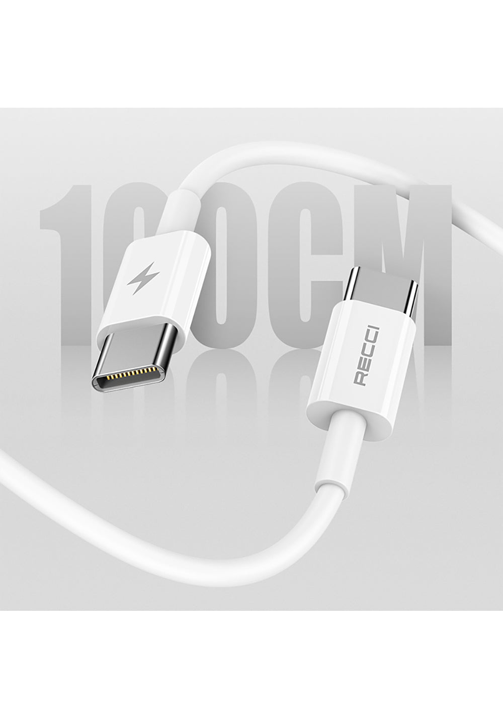 Recci RC108E GaN Teknolojili Hızlı Şarj Başlığı Type-C to Type-C PD 45W Kablolu Şarj Seti