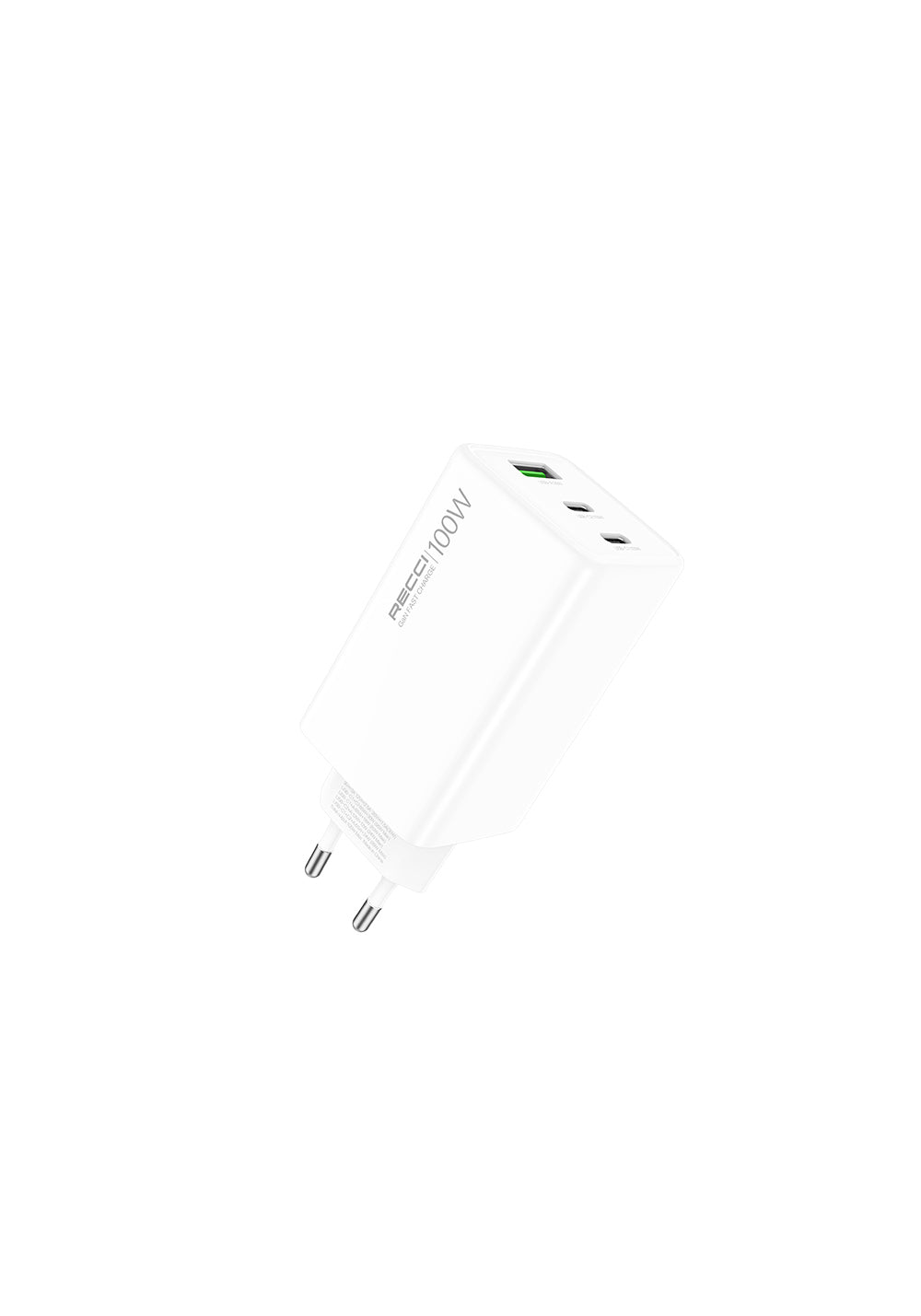Recci RC110E Type-C PD & USB-A GaN Teknolojili QC3.0 Hızlı Şarj Başlığı 100W
