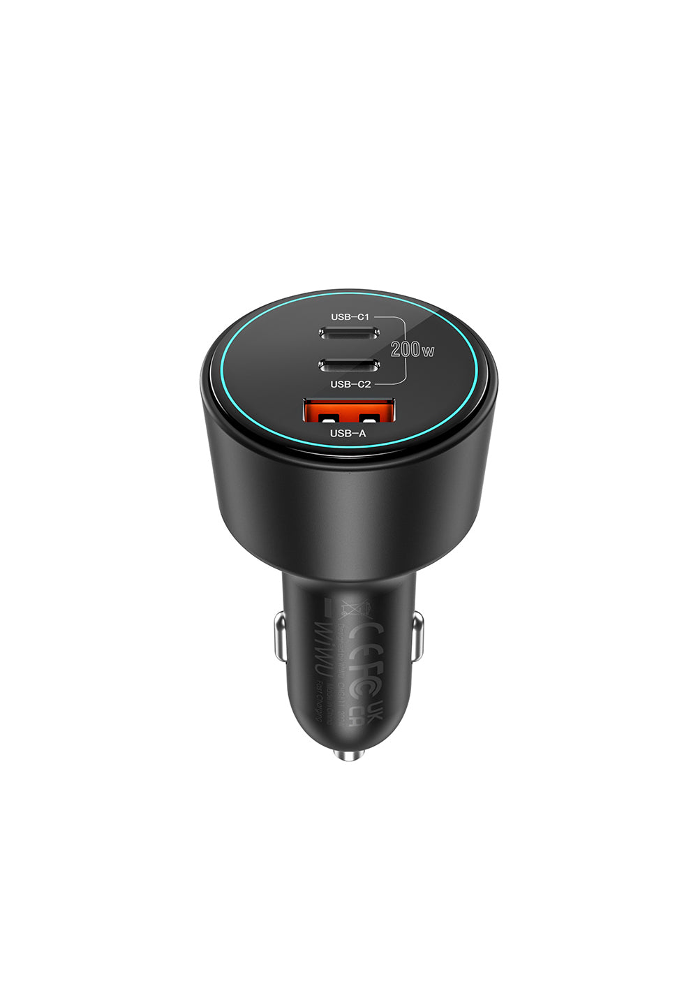 Wiwu Wi-QC026 Starship Serisi Hızlı Şarj Özellikli Dual Type-C + USB-A Portlu Araç Şarj Aleti 200W