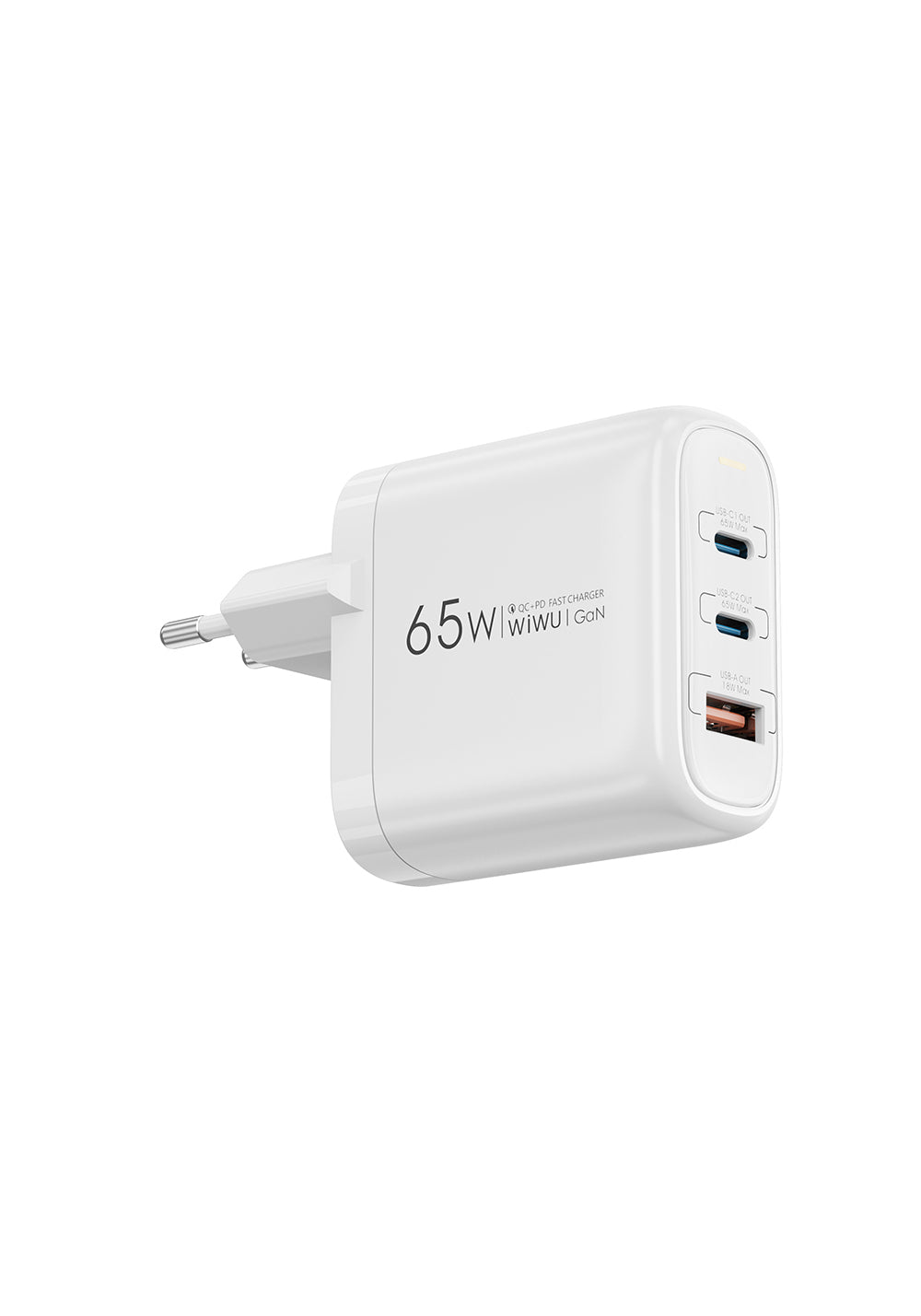 Wiwu Wi-U024 EU Serisi Dual Type-C PD & USB-A GaN Teknolojili Hızlı Şarj Başlığı 65W