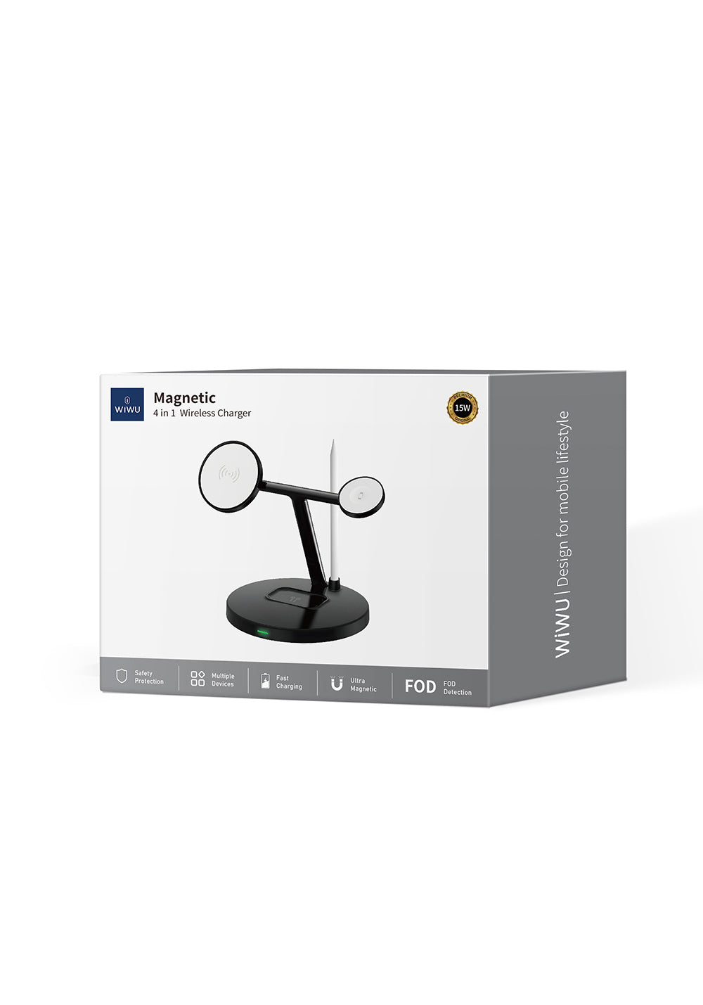 Wiwu Wi-W032 4 in 1 Magnetik Hızlı Şarj Özellikli Kablosuz Şarj Standı 15W