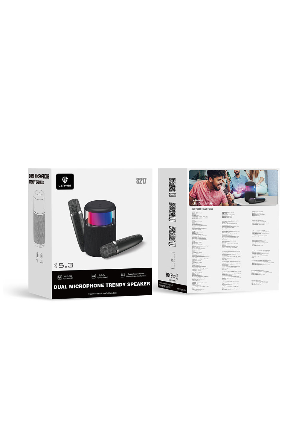 Lenyes S217 RGB Işıklı Karaoke Mikrofonlu Bluetooth Speaker Hoparlör v5.3