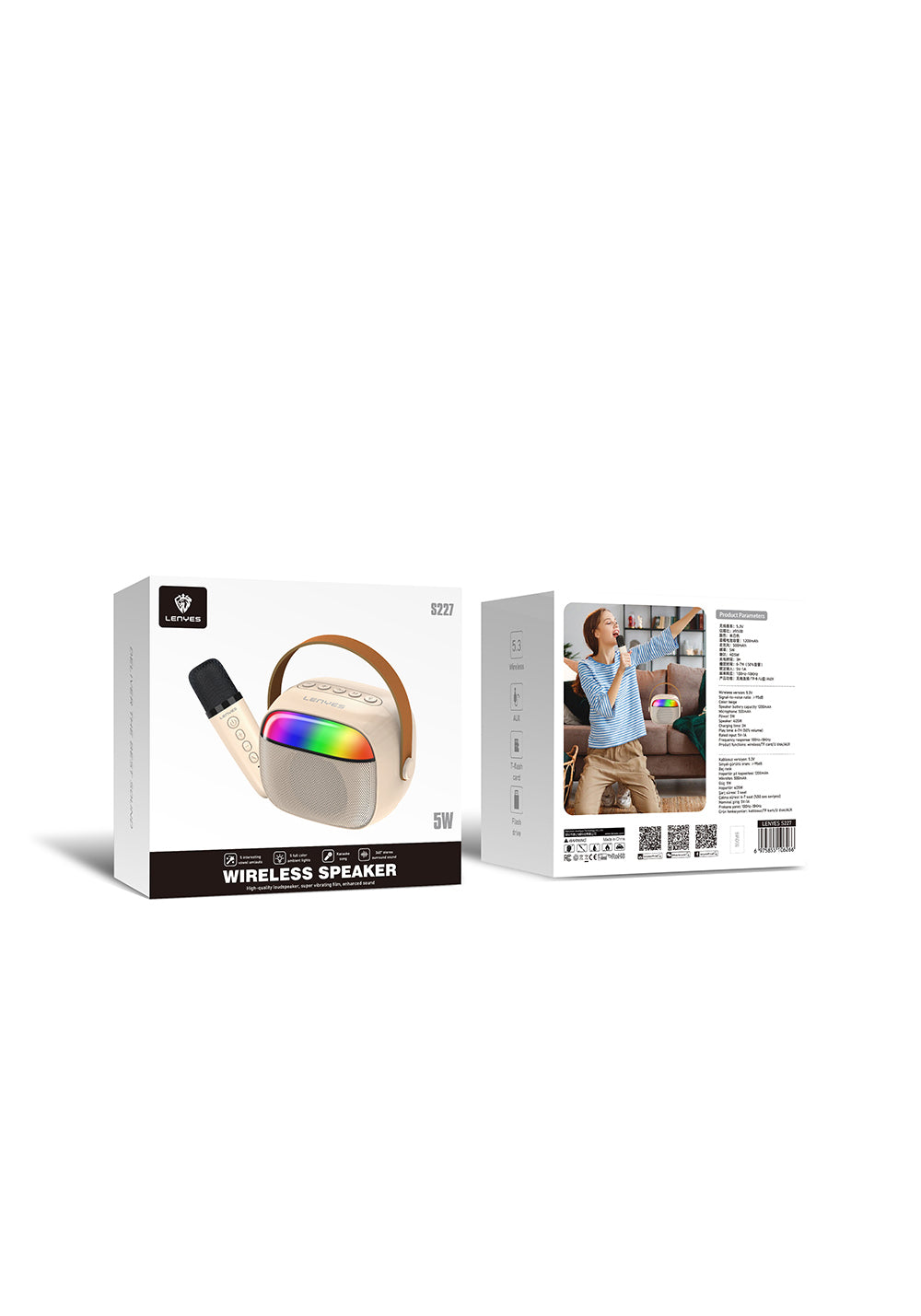 Lenyes S227 RGB Işıklı Askılı Mikrofonlu Bluetooth Speaker Hoparlör v5.3