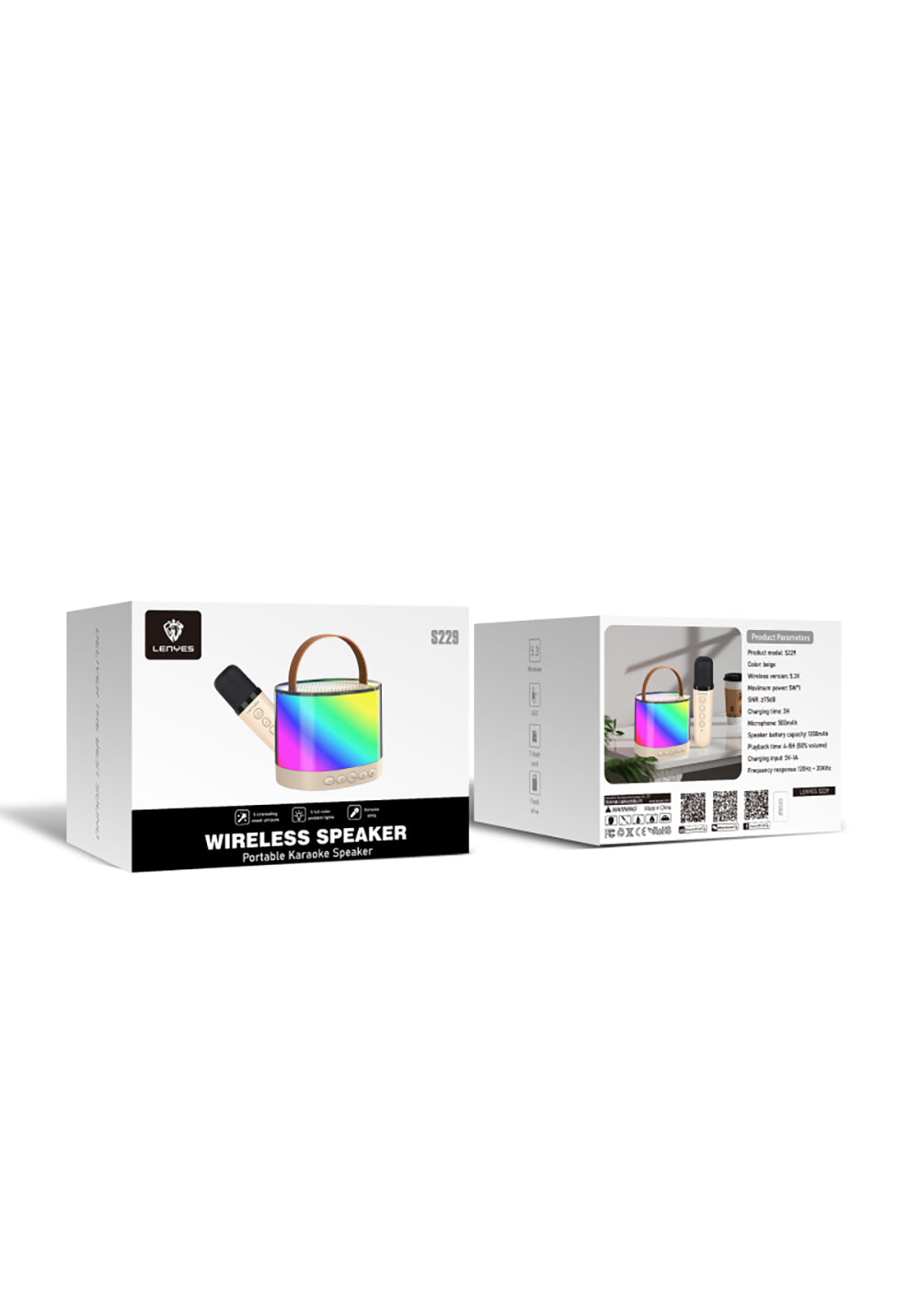 Lenyes S229 RGB Işıklı Askılı Mikrofonlu Bluetooth Speaker Hoparlör v5.3