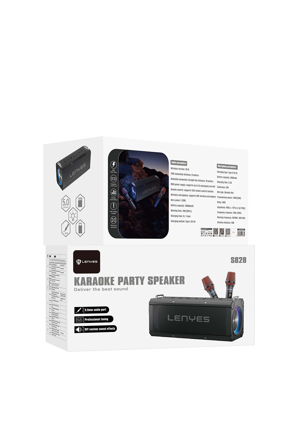 Lenyes S828 RGB Led Işıklı TWS Bluetooth Speaker Hoparlör v5.0