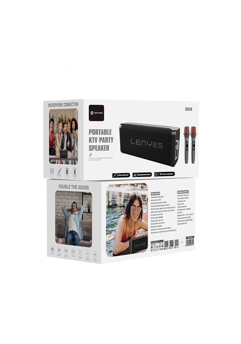 Lenyes S829 Karaoke Mikrofonlu Bluetooth Speaker Hoparlör v5.0