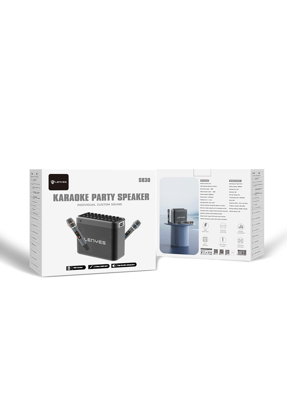 Lenyes S830 Mikrofonlu Çoklu Giriş TWS Karaoke Bluetooth Hoparlör v5.0 160W