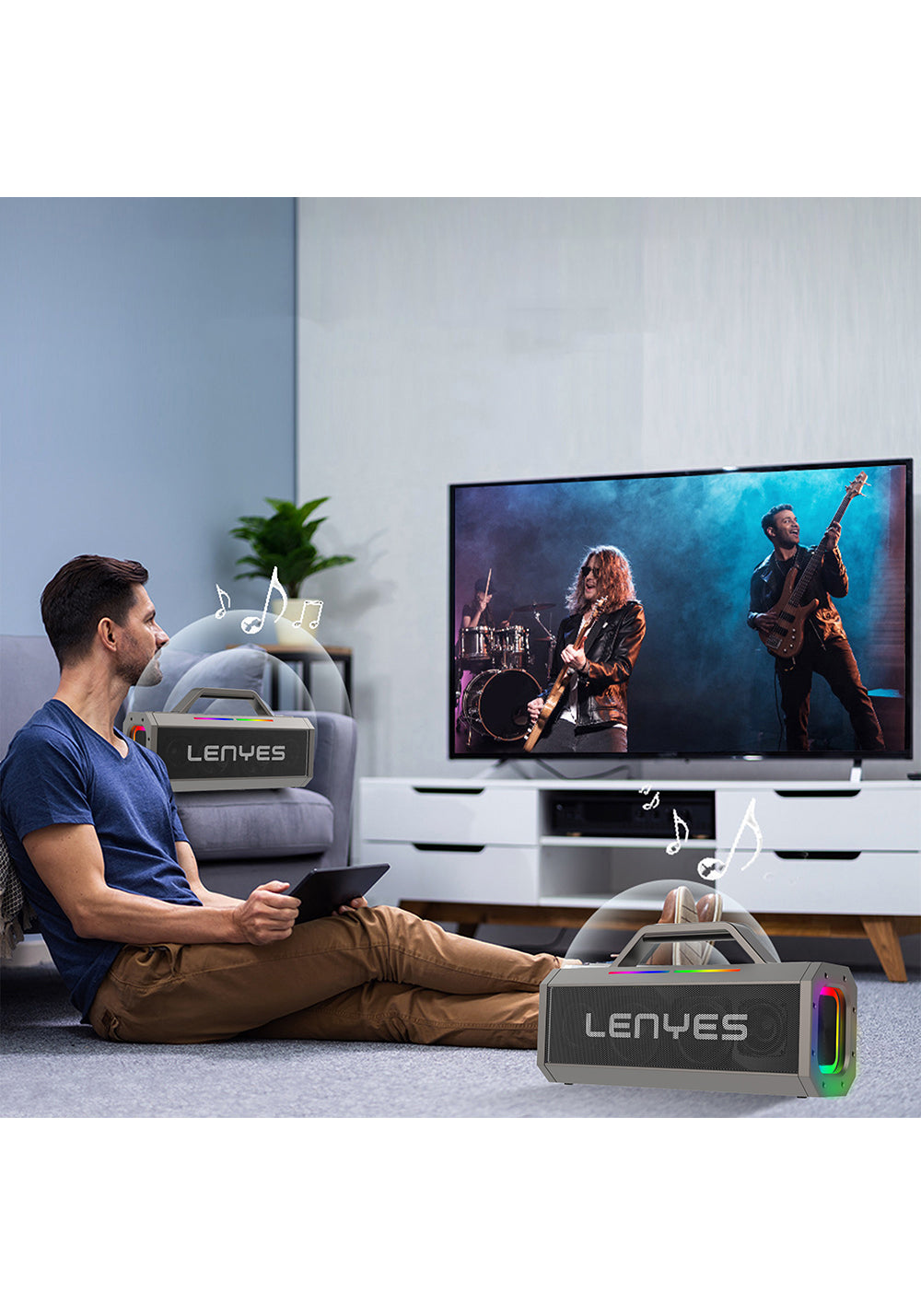 Lenyes S833 RGB Led Işıklı Bluetooth Speaker Hoparlör ve Karaoke Bluetooth Mikrofon v5.0