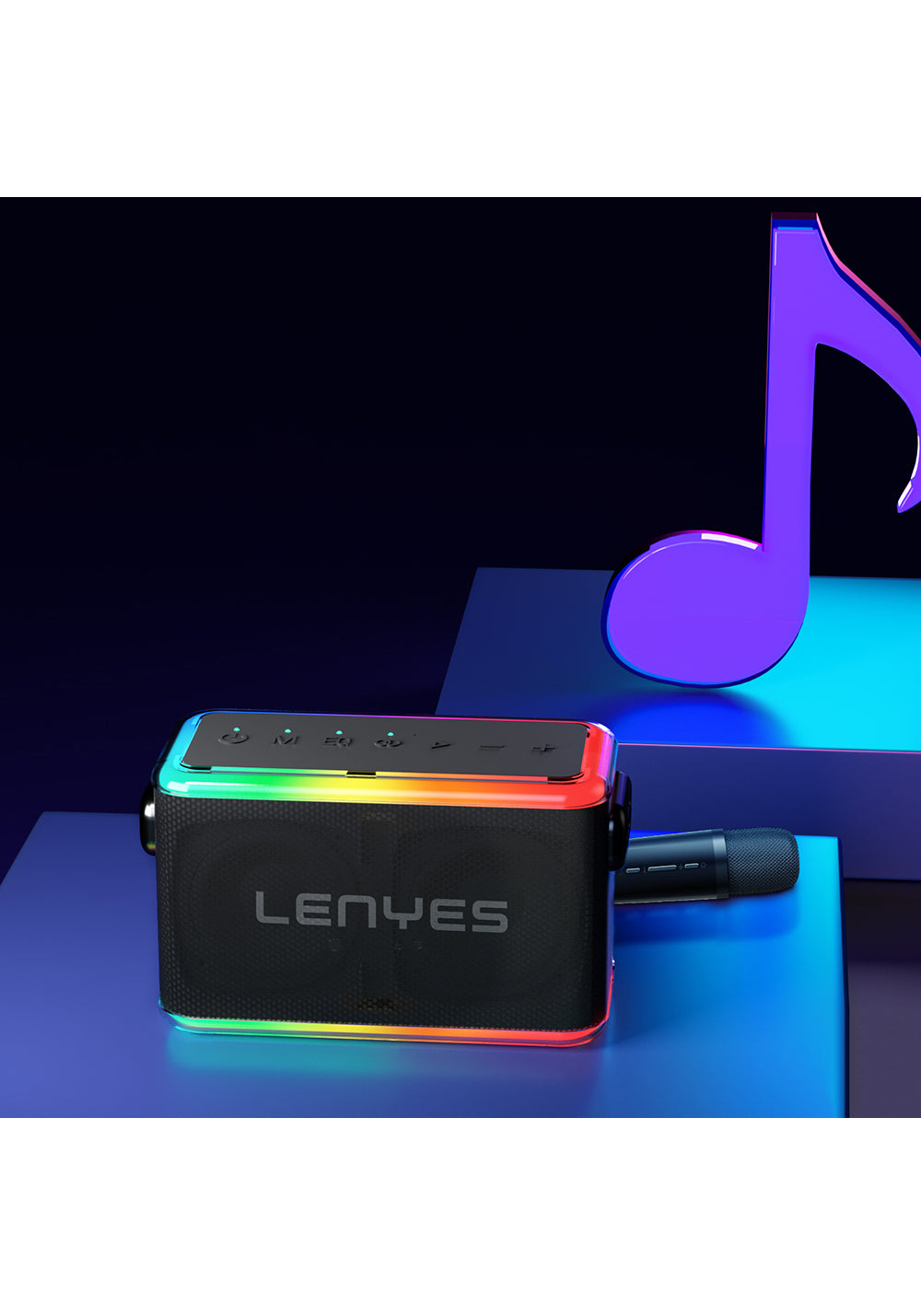 Lenyes S834 RGB Led Işıklı Bluetooth Speaker Hoparlör ve Karaoke Bluetooth Mikrofon