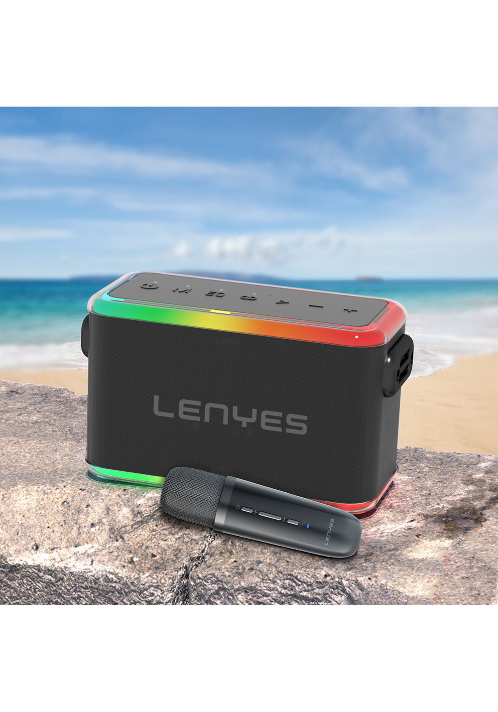 Lenyes S834 RGB Led Işıklı Bluetooth Speaker Hoparlör ve Karaoke Bluetooth Mikrofon