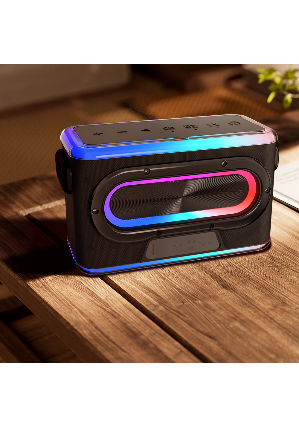 Lenyes S834 RGB Led Işıklı Bluetooth Speaker Hoparlör ve Karaoke Bluetooth Mikrofon