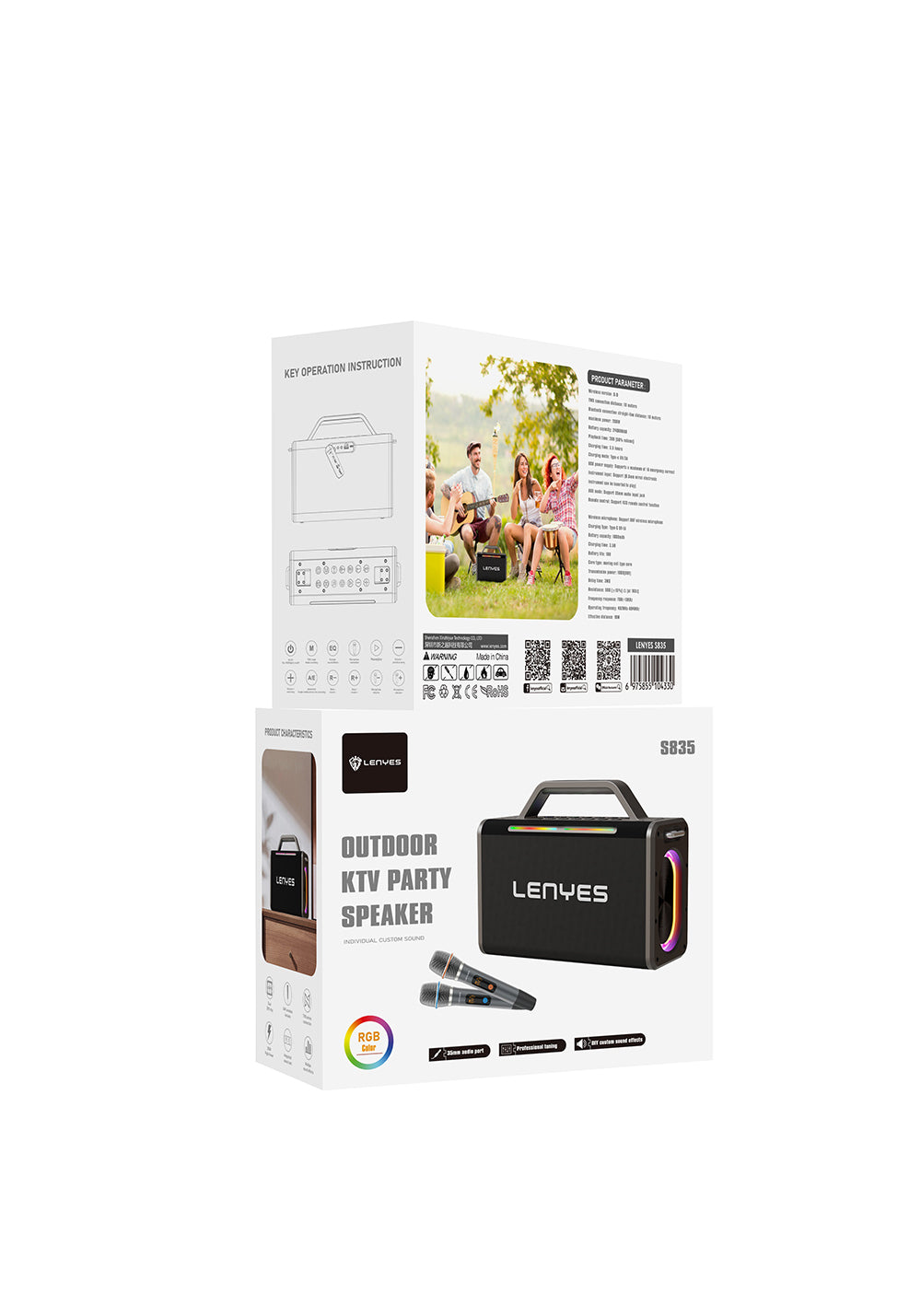 Lenyes S835 RGB Led Işıklı Bluetooth Speaker Hoparlör v5.0