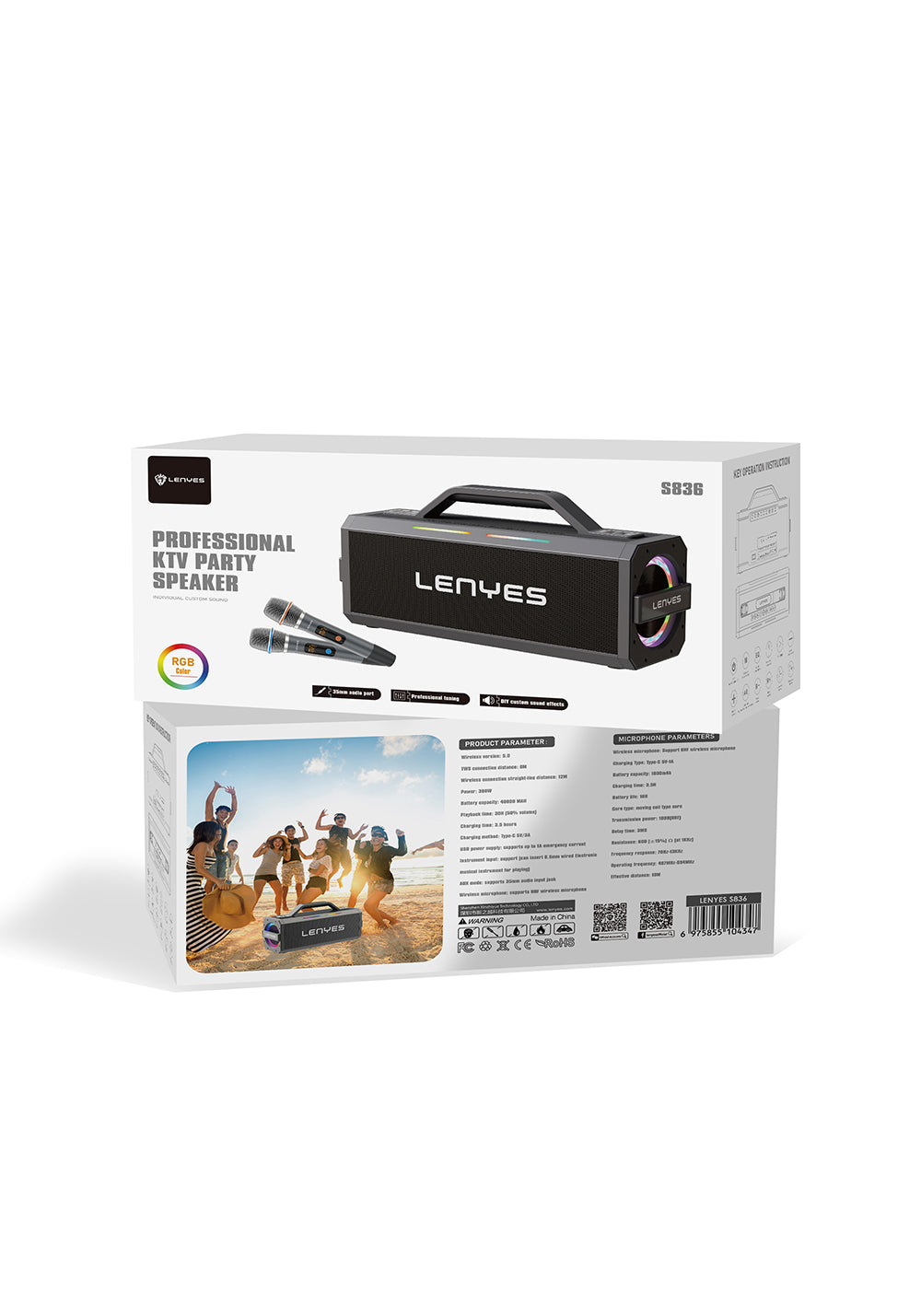 Lenyes S836 RGB Led Işıklı TWS Bluetooth Speaker Hoparlör v5.0