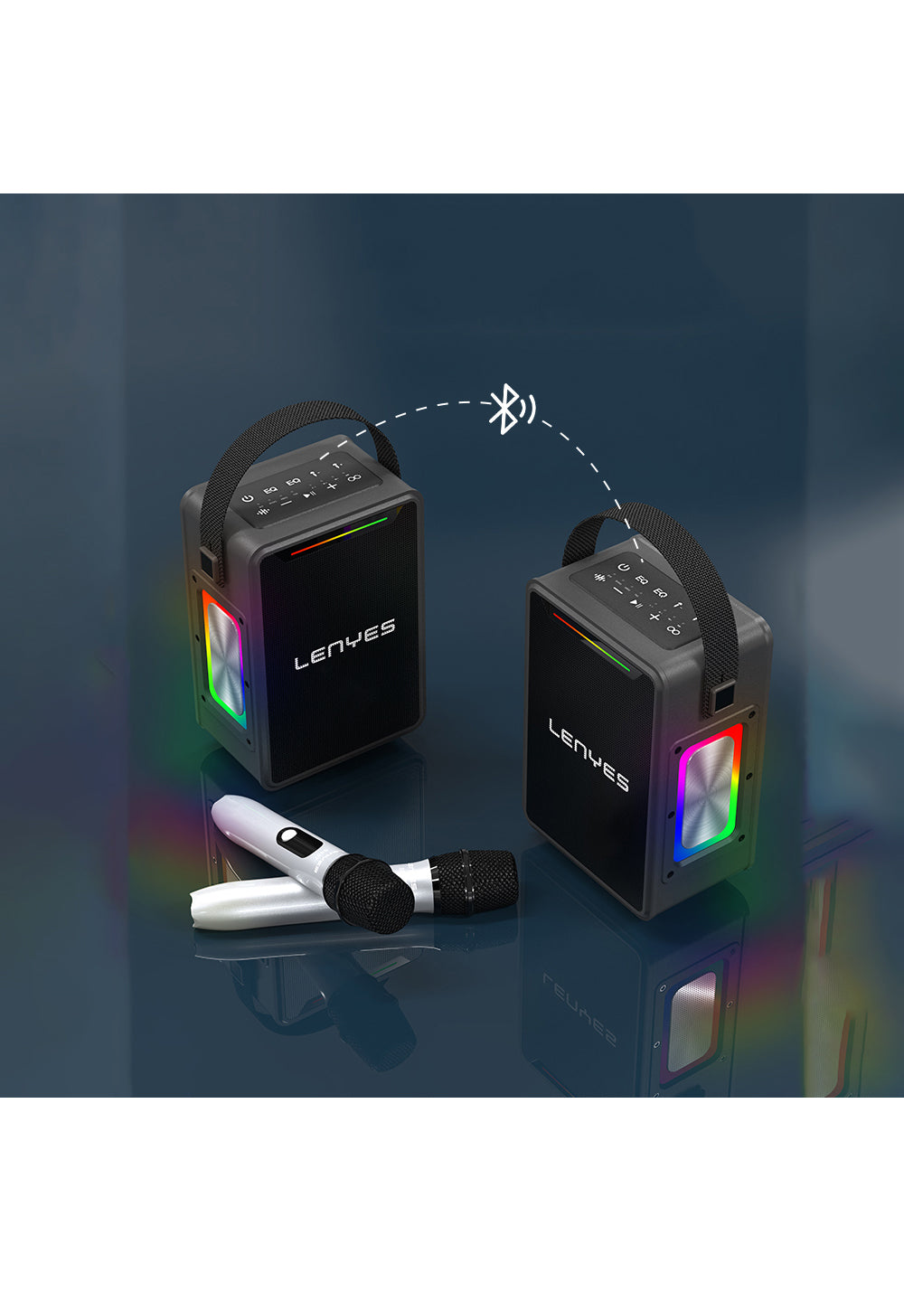 Lenyes S857 RGB Işıklı Çift Mikrofonlu Taşınabilir TWS Bluetooth Speaker Hoparlör v5.3