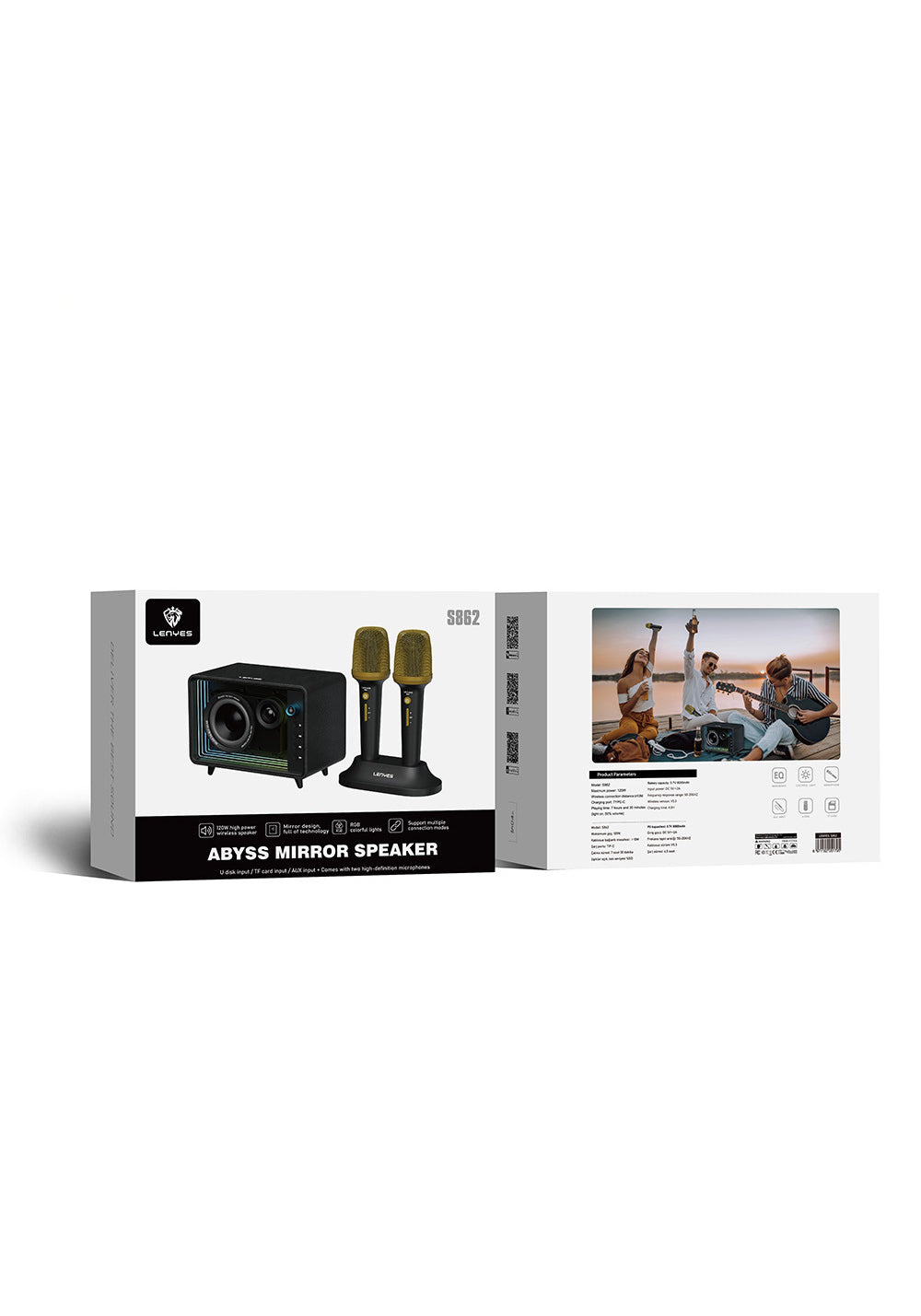 Lenyes S862 Su Geçirmez Mikrofonlu Çoklu Giriş Karaoke Bluetooth Hoparlör v5.3 120W