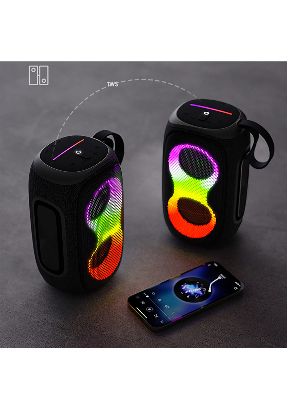Lenyes S865 Luminous Serisi Su Geçirmez Çoklu Giriş RGB Işıklı TWS Bluetooth Hoparlör v5.3 40W