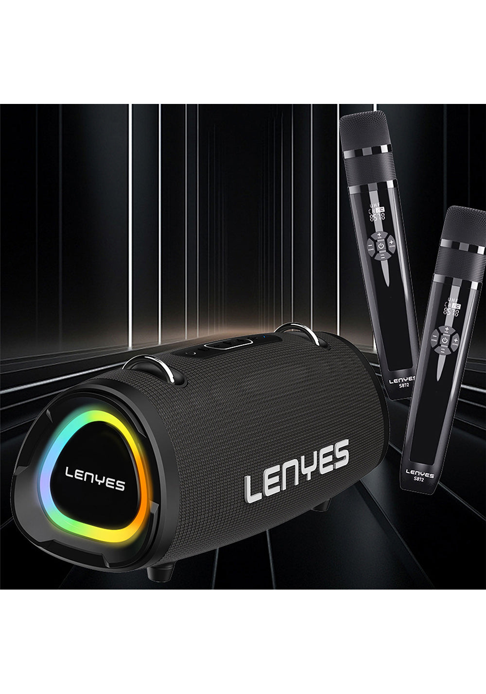 Lenyes S872 RGB Işıklı Taşınabilir Çift Mikrofonlu TWS Bluetooth Speaker Hoparlör v5.3