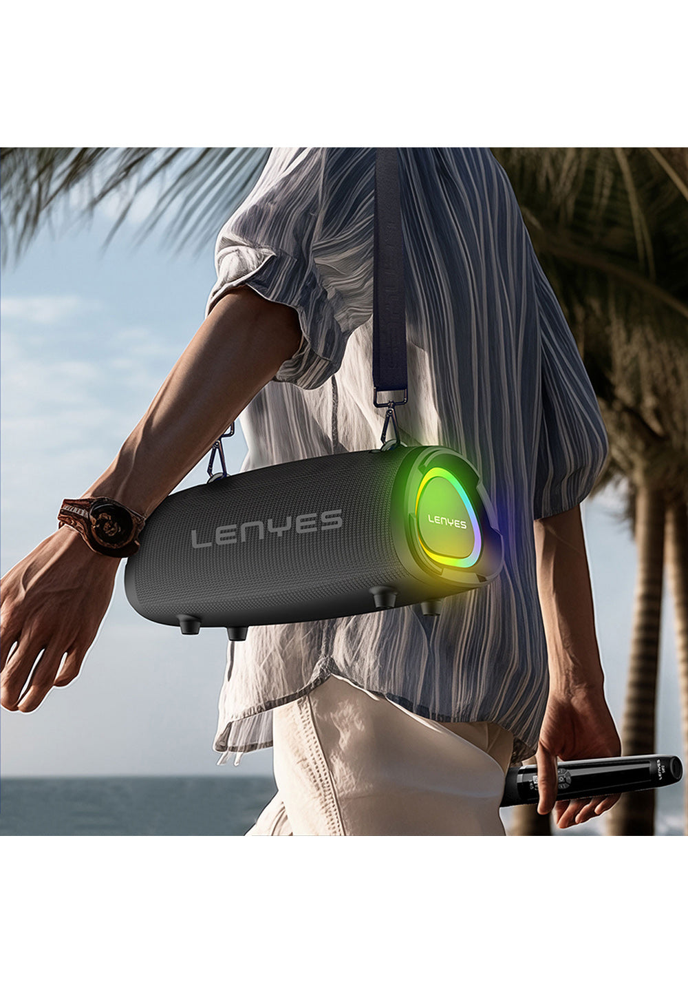 Lenyes S872 RGB Işıklı Taşınabilir Çift Mikrofonlu TWS Bluetooth Speaker Hoparlör v5.3
