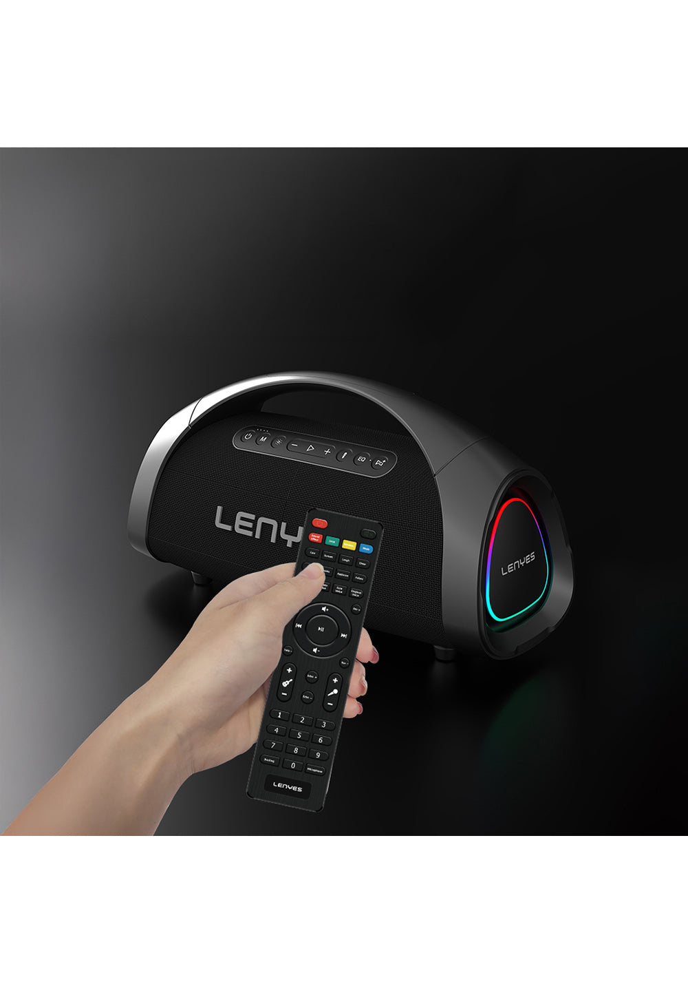 Lenyes S873 RGB Işıklı Taşınabilir Kumandalı&Mikrofonlu TWS Bluetooth Speaker Hoparlör v5.3