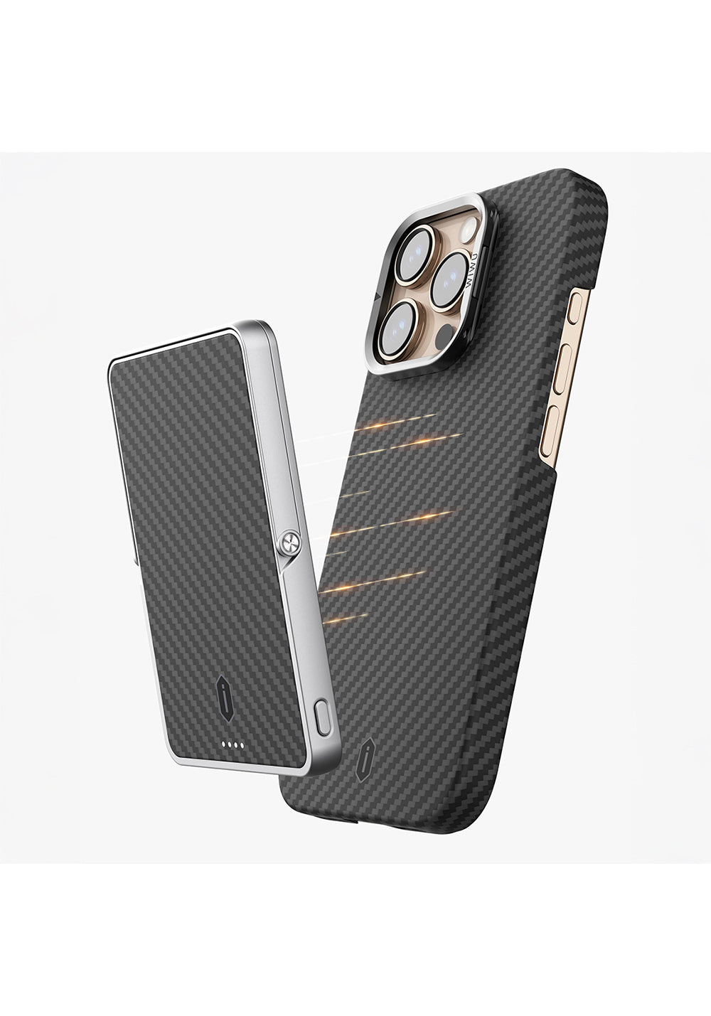 Apple iPhone 16 Pro Max Kılıf Wiwu DCC-206 Manyetik Şarj Uyumlu Kamera Standlı Aramid Fiber Tasarım Kapak